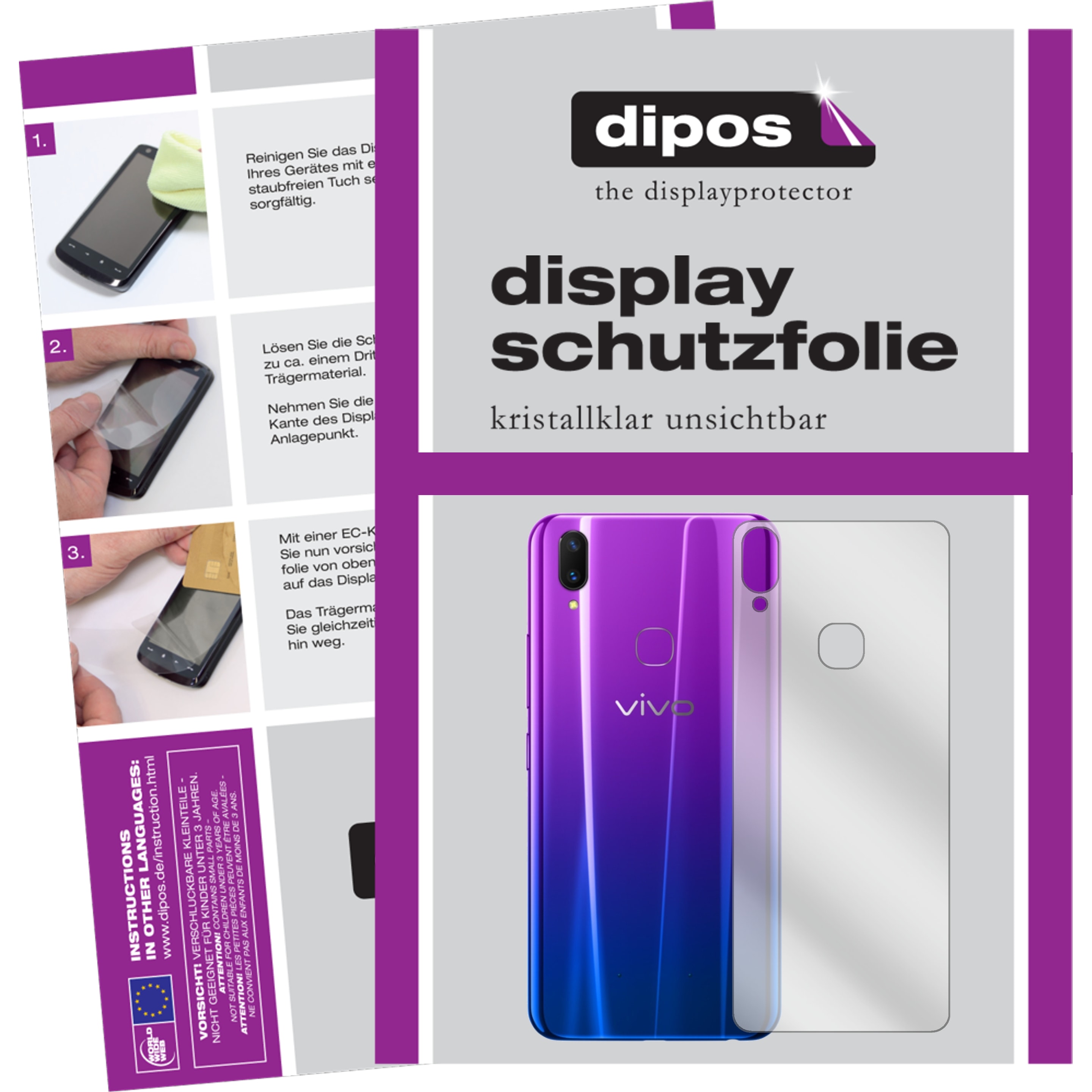 Dipos Displayschutzfolie Crystalclear (6 Stück, Vivo Z3x), Smartphone Schutzfolie, Transparent