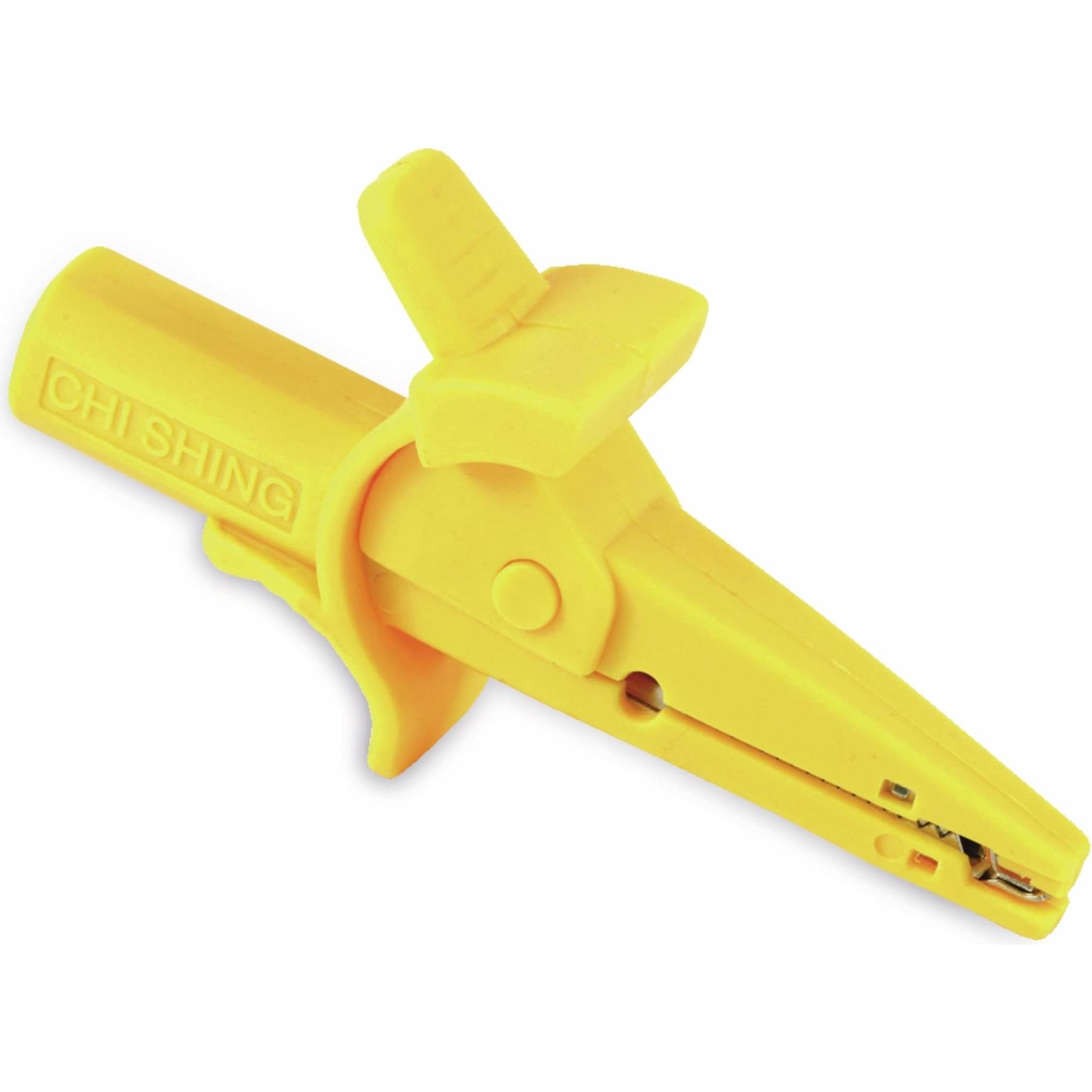 Eneroid, Multimeter, Krokoklemme, isoliert, 100mm, mit 4mm Labor-Sicherheitsbuchsen, gelb (CAT III 1000V, CAT IV 600V)