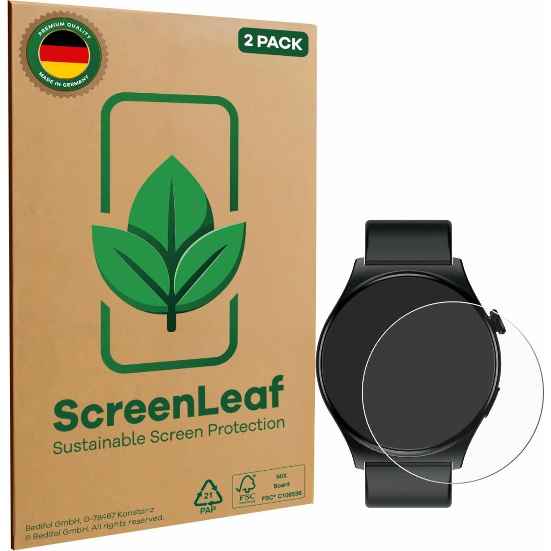 ScreenLeaf Pellicola protettiva, Proteggi Schermo Sostenibili, Clear, Antigraffio, Pellicola protettiva per smartwatch, Trasparente