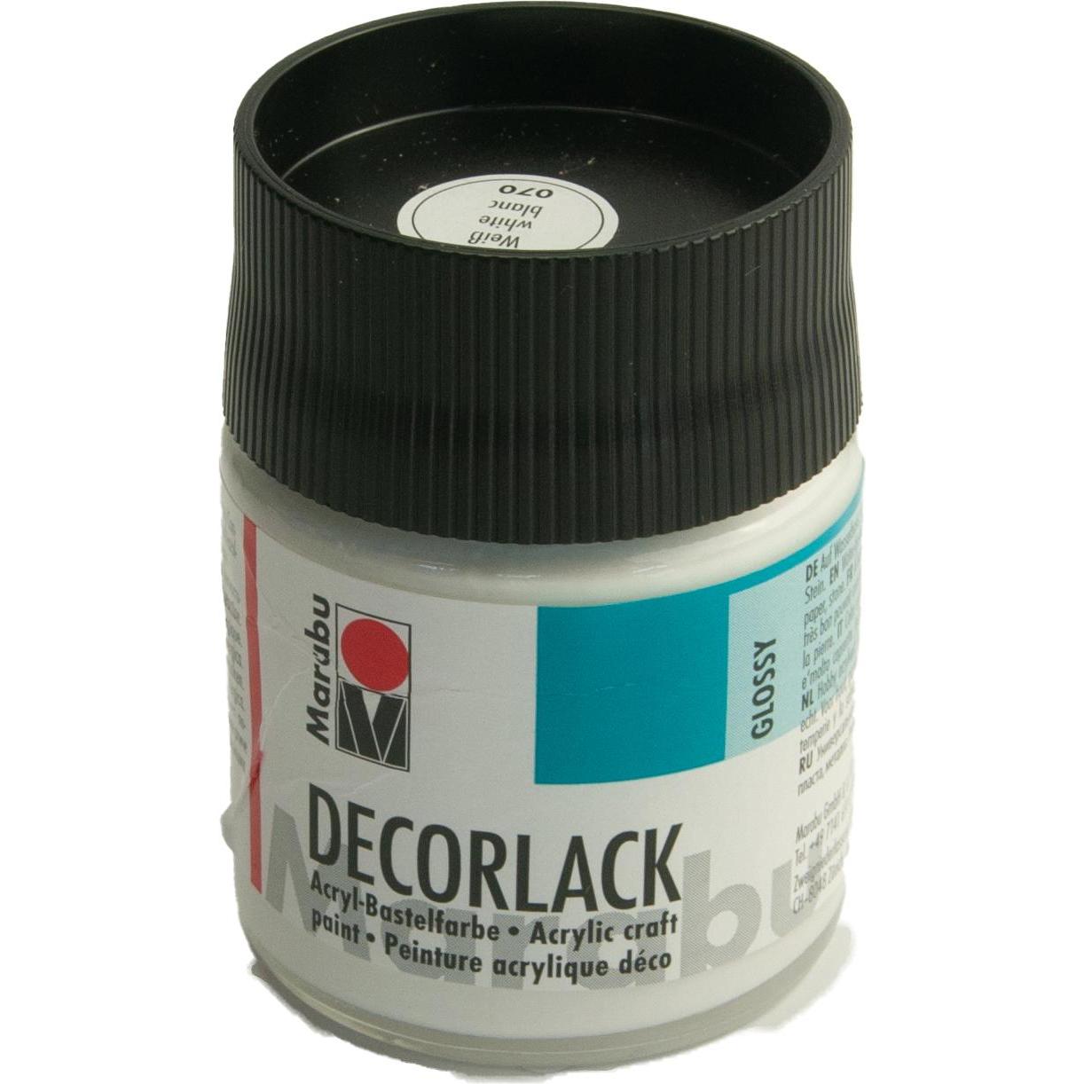 Thumbnail - Marabu, Künstlerfarbe + Bastelfarbe, Acryllack "Decorlack", weiá, 50 ml, im Glas (Weiss, 50 ml)
