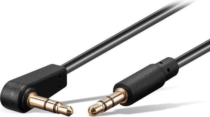 Immagine prodotto Goobay Cavo di collegamento audio AUX, 3,5 mm stereo a 3 pin, sottile, CU, angolato (1 m, Cavo AUX)