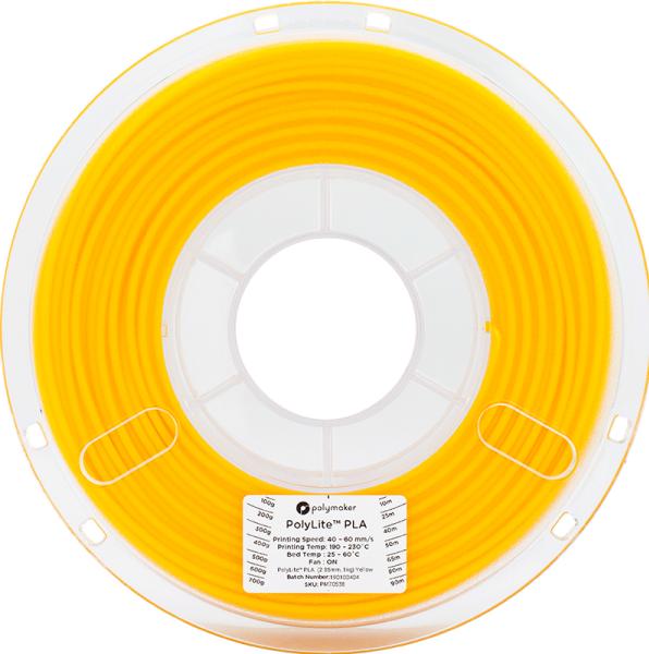 Actual product image Polymaker PolyLite PLA - Yellow - 2.85mm (PLA, 2.85 mm, 1000 g, Yellow)