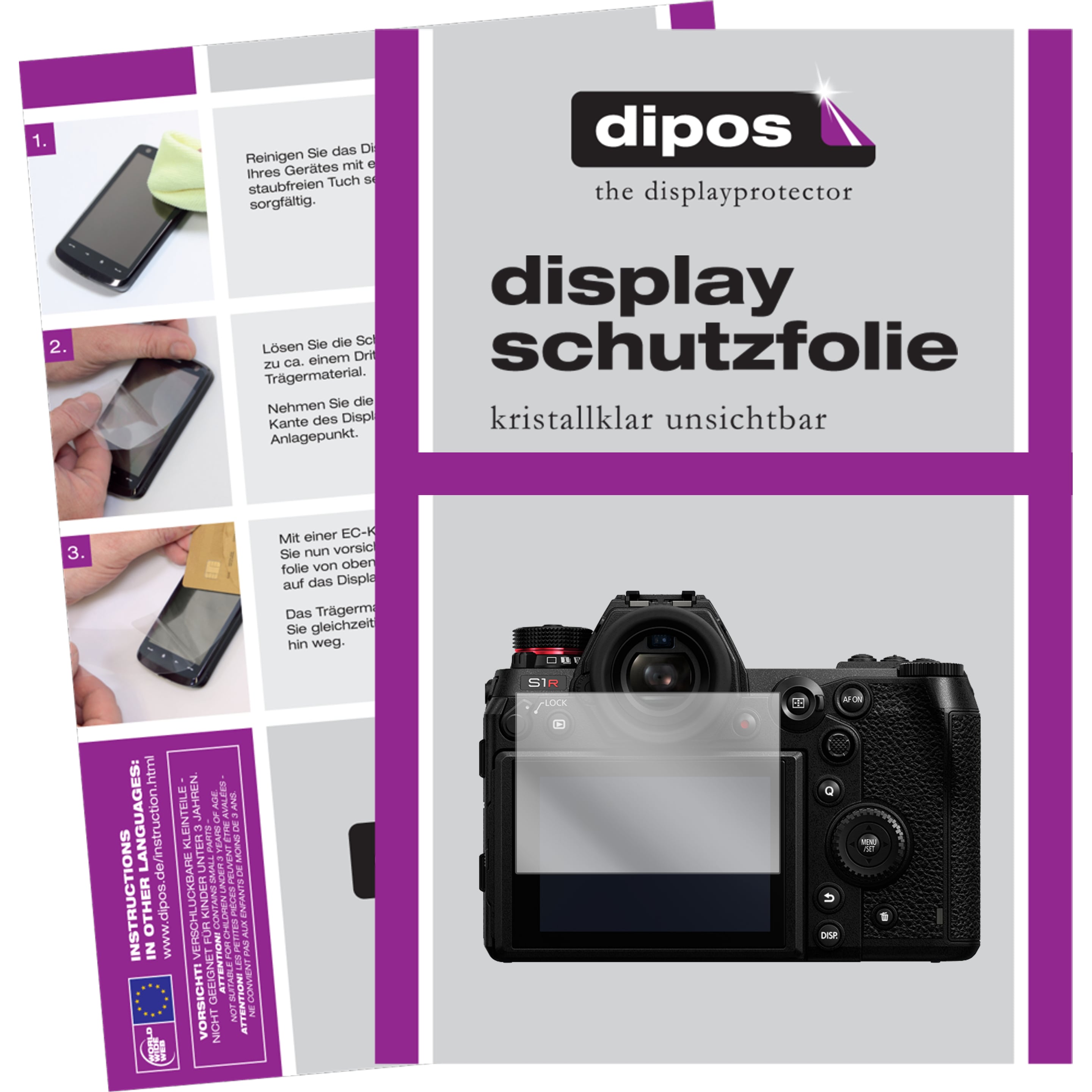 Dipos Displayschutzfolie Crystalclear (Displayschutz, Panasonic Lumix S1), Kameraschutz, Transparent