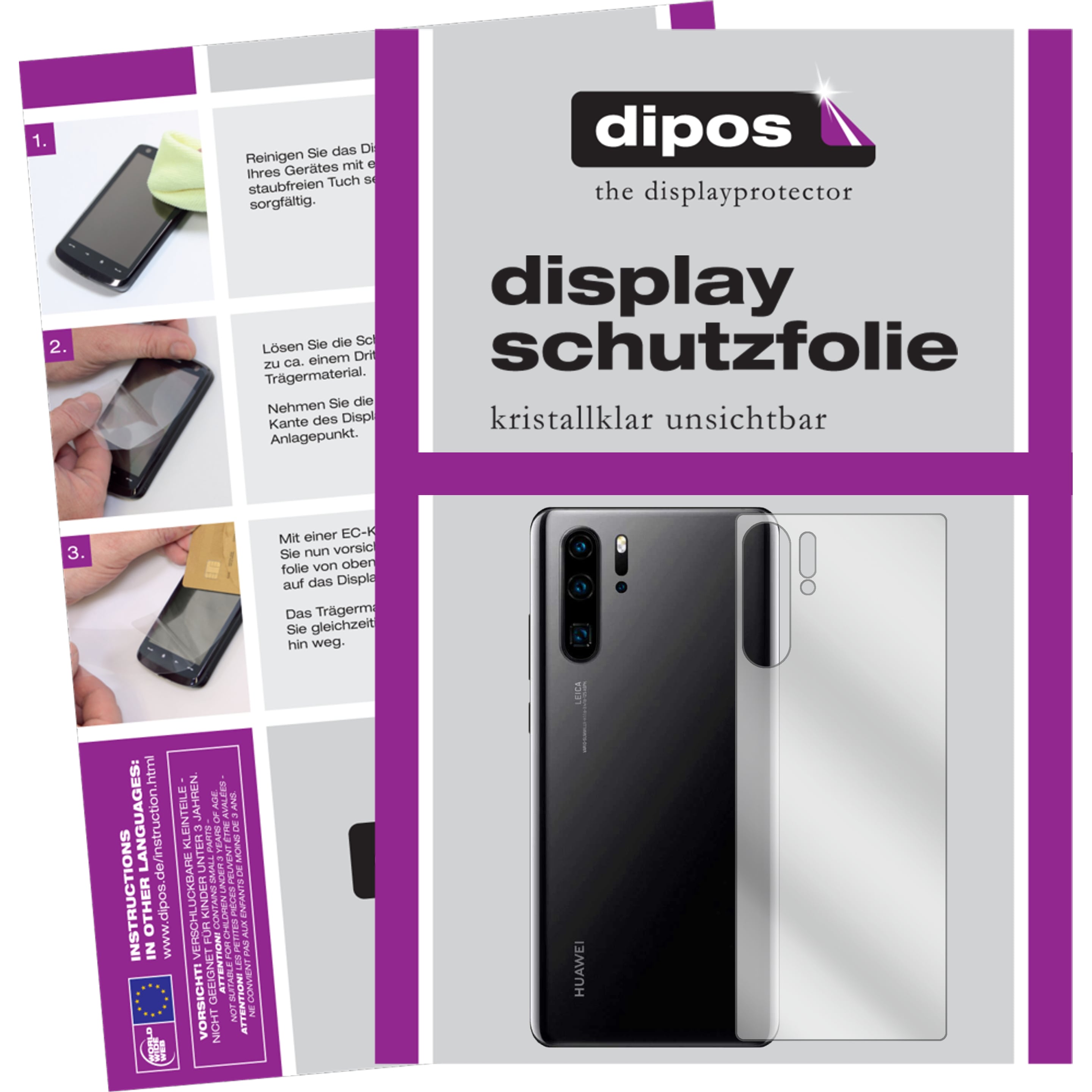 Dipos Displayschutzfolie Crystalclear (6 Stück, Huawei P30 Pro), Smartphone Schutzfolie, Transparent