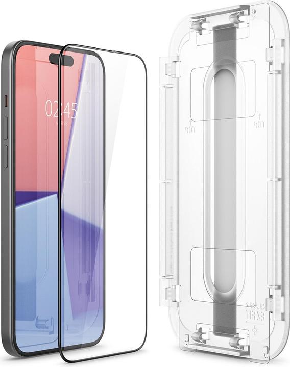 Actual product image Spigen TEMPERED GLASS GLAS.TR "EZ FIT" FC 2-PACK IPHONE 15 BLACK (2 pcs., Apple iPhone 15)