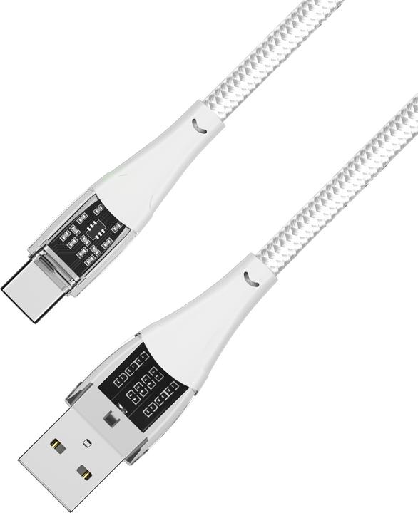 Actual product image Qualo Transparent nylon cable USB-A - USB-C 1.5m 3A white QTCN-AC-00 (1.50 m, 60 W)