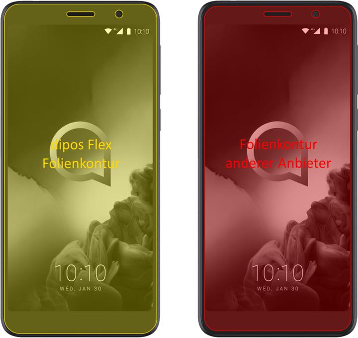 Dipos FLEX 3x Pellicola Protettiva Per Alcatel 1C (2019) – Copertura Totale Display Curvo, Anti-Urto, Trasparente, Garanzia 10 Anni