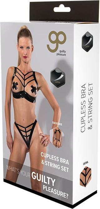 Produktbild Guilty Pleasure Gp Latex Cupless Bra & String Set Xl (XL)