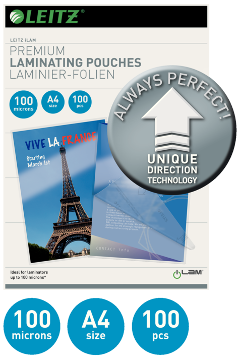 Productafbeelding Leitz Lamineerfilm (A4, 100 Stuk, 100 µm)