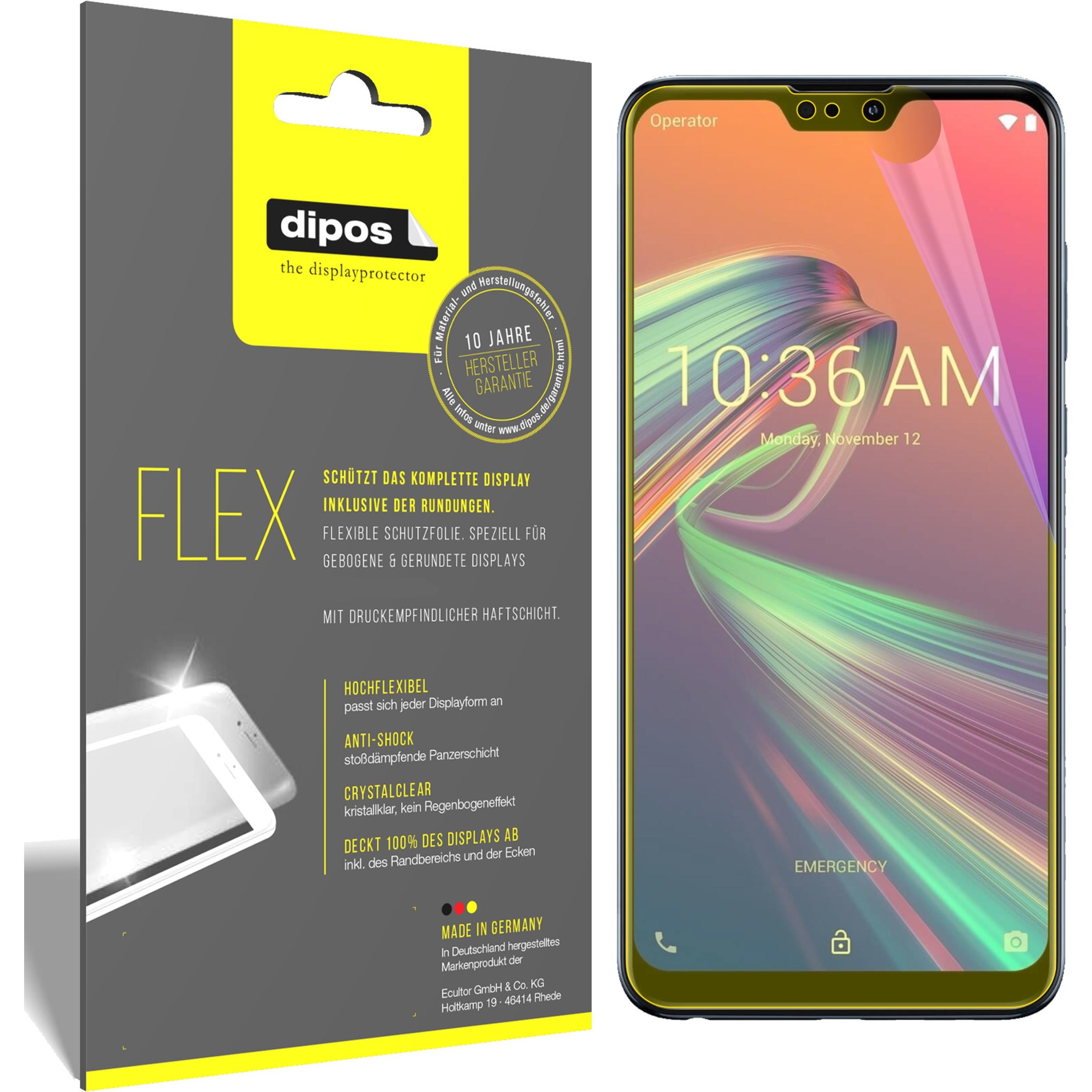 Dipos Displayschutzfolie Full-Cover 3D (2 Stück, Asus Zenfone Max Pro (M2)), Smartphone Schutzfolie, Transparent