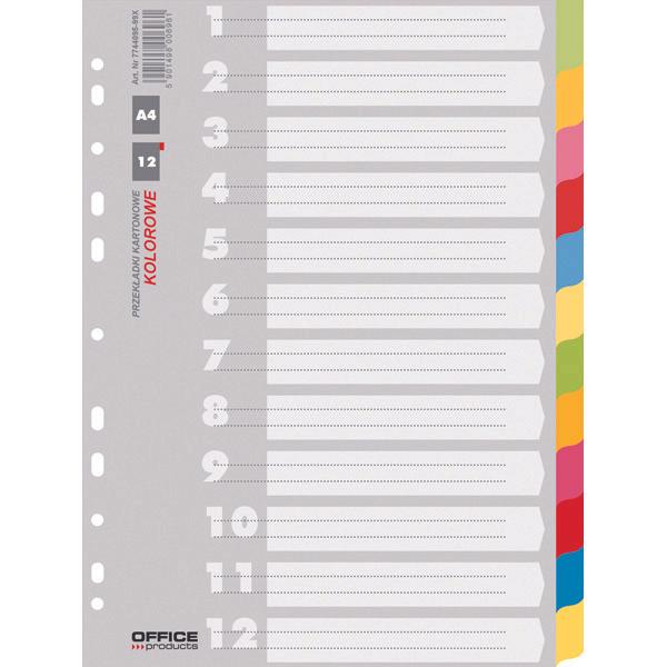Actual product image Office Products Divider sheets, cardboard, a4, 223x297mm, 12pcs, assorted colours