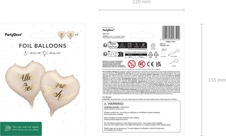 Actual product image Partydeco Folienballons Herzen, Hochzeit (2x)