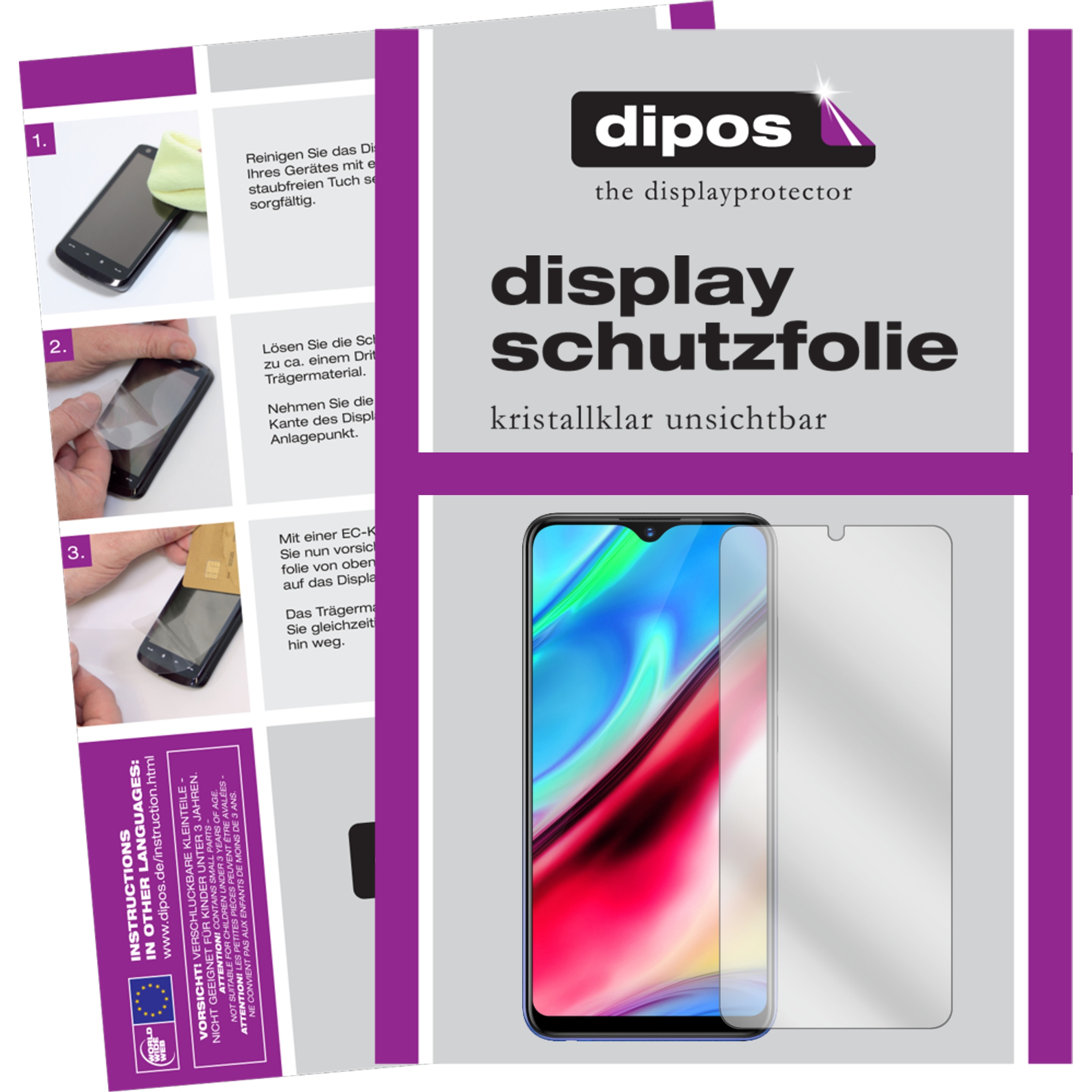 Dipos Displayschutzfolie Crystalclear (2 Stück, Vivo Y91i), Smartphone Schutzfolie, Transparent