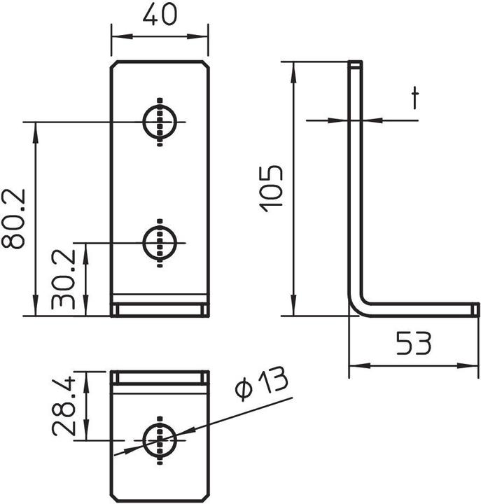 Actual product image OBO Bettermann OBO GMS 3 VW 90 A4 connecting angle 90Â°,w.3 holes