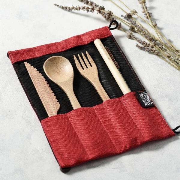 Image du produit Jungle Culture set de couverts réutilisables en bambou rouge (1 pièce(s), Couteau)