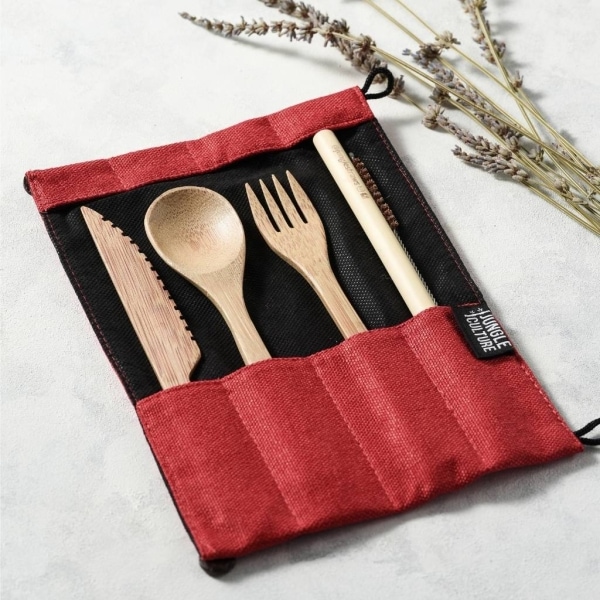 Immagine prodotto Jungle Culture Set di posate in bambù riutilizzabili in rosso (1 Pezzo/i, Coltello)