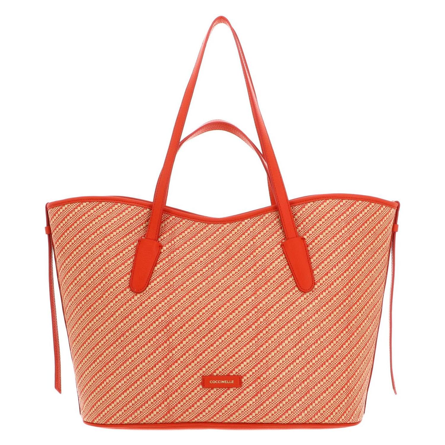 Coccinelle, Damen, Tasche, New Never Without Bag Bicolor Straw Handbag, Orange, Beige