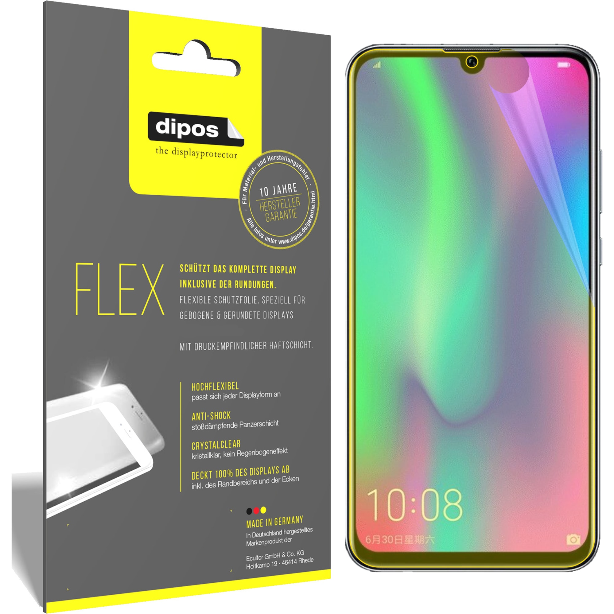 Dipos Displayschutzfolie Full-Cover 3D (3 Stück, Honor 10 Lite), Smartphone Schutzfolie, Transparent