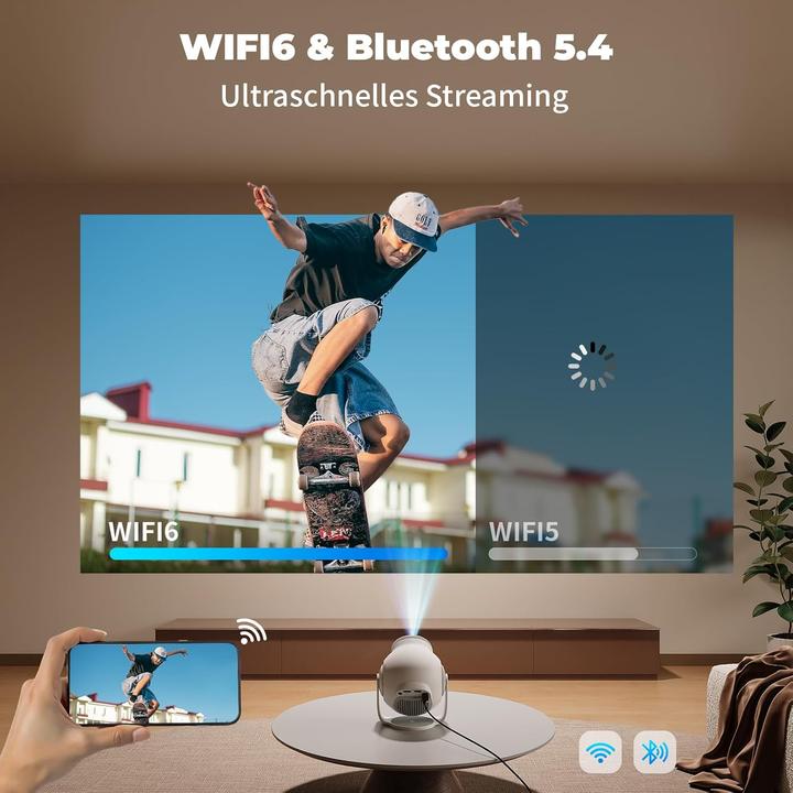 Actual product image Buba Toys Mini Projektor 1080P Full HD mit Android 14 System (Full HD, 480 lm)