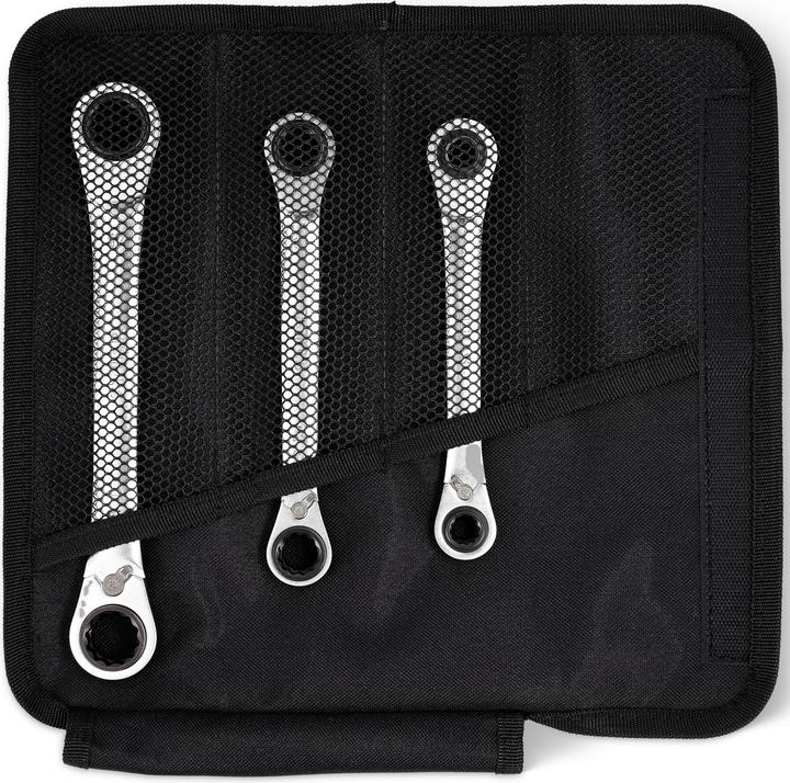 Produktbild Stier Doppel-Ringratschenschlüssel-Satz 4-in-1, 8 - 19 mm, 3-teilig (10 mm, 11 mm, 12 mm, 13 mm, 14 mm, 15 mm, 16 mm, 17 mm, 18 mm, 19 mm, 8 mm, 9 mm)