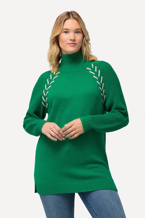 Image du produit Ulla Popken Pull à col montant et manches longues, coutures fantaisie (42, 44)