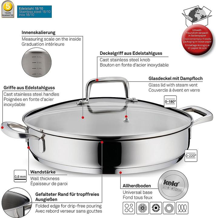 Image du produit Kela Flavoria (28 cm, Poêle à frire, Acier inoxydable)