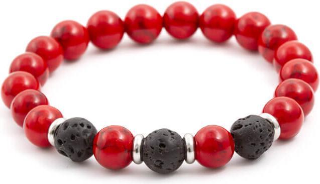 Immagine prodotto Beneto Bracciale di perline in pietra lavica e howlite MINK22 / 17 (Pietre laviche e howlite)