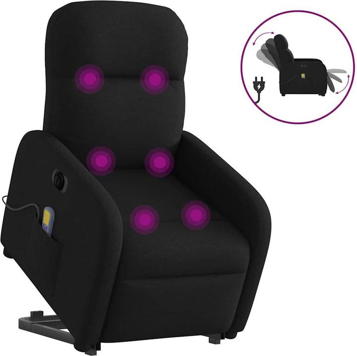Immagine prodotto VidaXL Poltrona massaggiante elettrica con ausilio per la risalita, tessuto nero