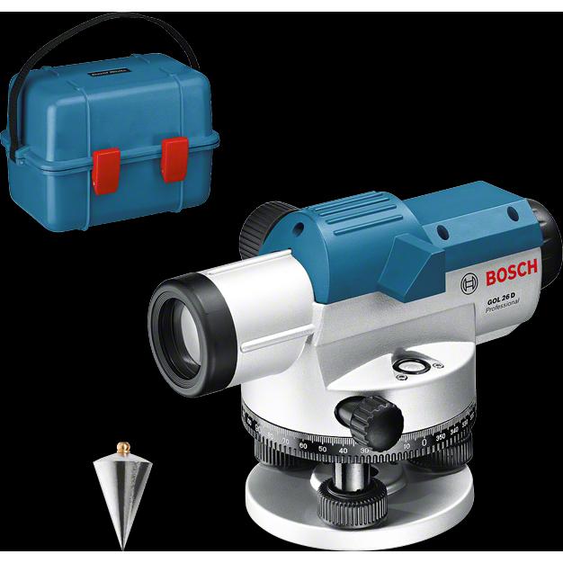 Bosch Professional, Linienlaser, Optisches Nivelliergerät GOL 26 D, mit Baustativ BT160, Messstab GR 500