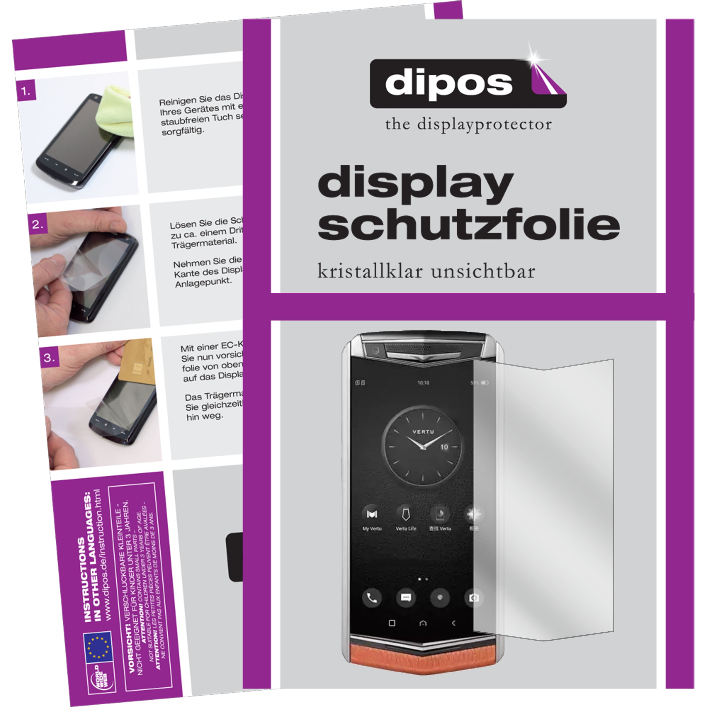 Dipos Displayschutzfolie Crystalclear (1 Stück, Vertu Aster P), Smartphone Schutzfolie, Transparent