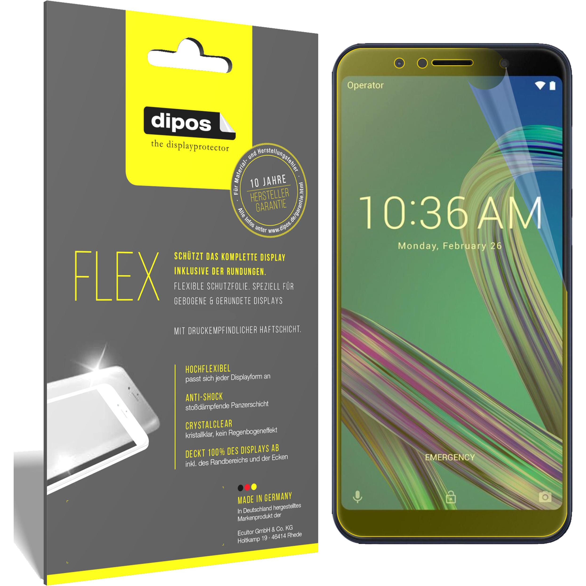 Dipos Displayschutzfolie Full-Cover 3D (3 Stück, Asus Zenfone Max (M1)), Smartphone Schutzfolie, Transparent