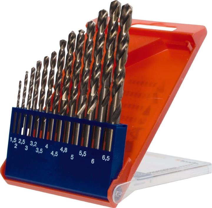 Produktbild kwb COBALT Spiralbohrersatz 13-tlg. (1.5 mm, 2 mm, 2.5 mm, 3 mm, 3.5 mm, 4 mm, 4.5 mm, 5 mm, 5.5 mm, 6 mm, 6.5 mm, 3.3 mm, 4.2 mm)