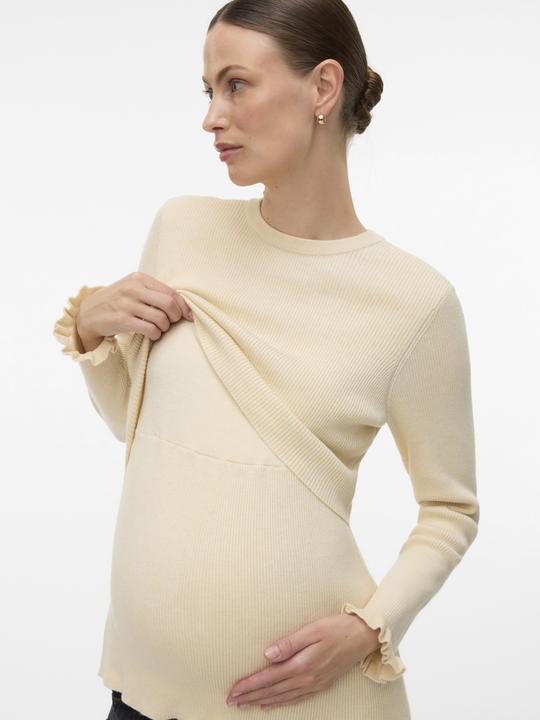 Immagine prodotto Mamalicious Normal geschnitten Rundhals Ärmelbündchen mit Rüschen Strickoberteil Strickpullover