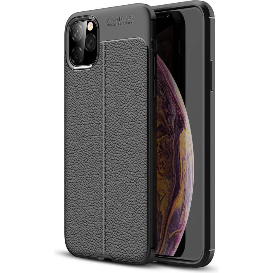 Screenguard Apple iPhone 11 Pro Max Hülle Leather Design TPU Cover (Apple iPhone 11 Pro Max), Smartphone Hülle, Schwarz