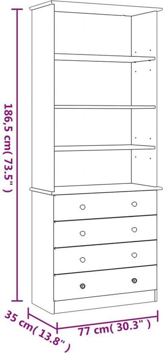 Produktbild vidaXL Bücherregal (77 x 35 x 186.50 cm)
