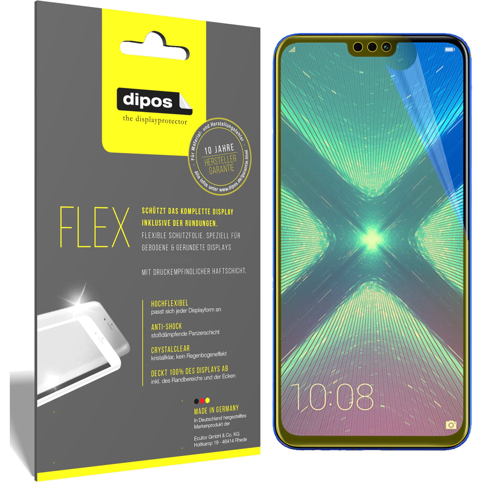 Dipos Displayschutzfolie Full-Cover 3D (3 Stück, Huawei Enjoy Max), Smartphone Schutzfolie, Transparent