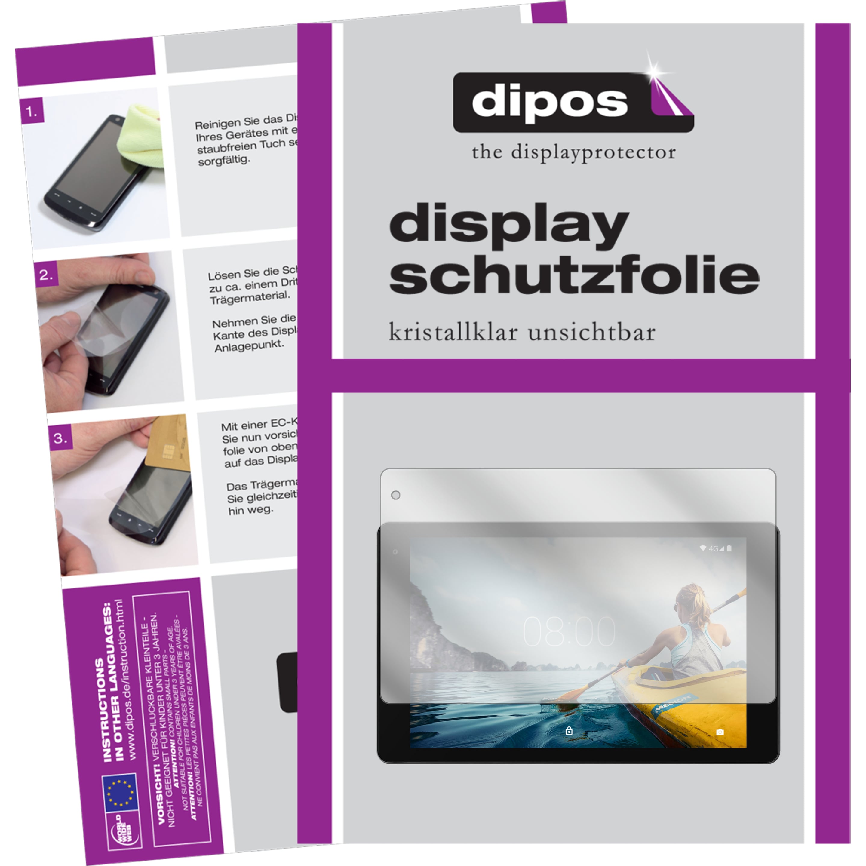 Dipos Displayschutzfolie Crystalclear (2 Stück, Lifetab P10610), Tablet Schutzfolie