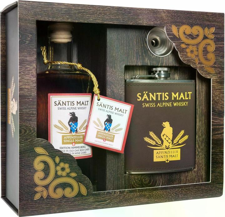 Actual product image Säntis Malt Gift set Himmelberg hip flask set 0.5 l (Single Malt, 1 x 50 cl)