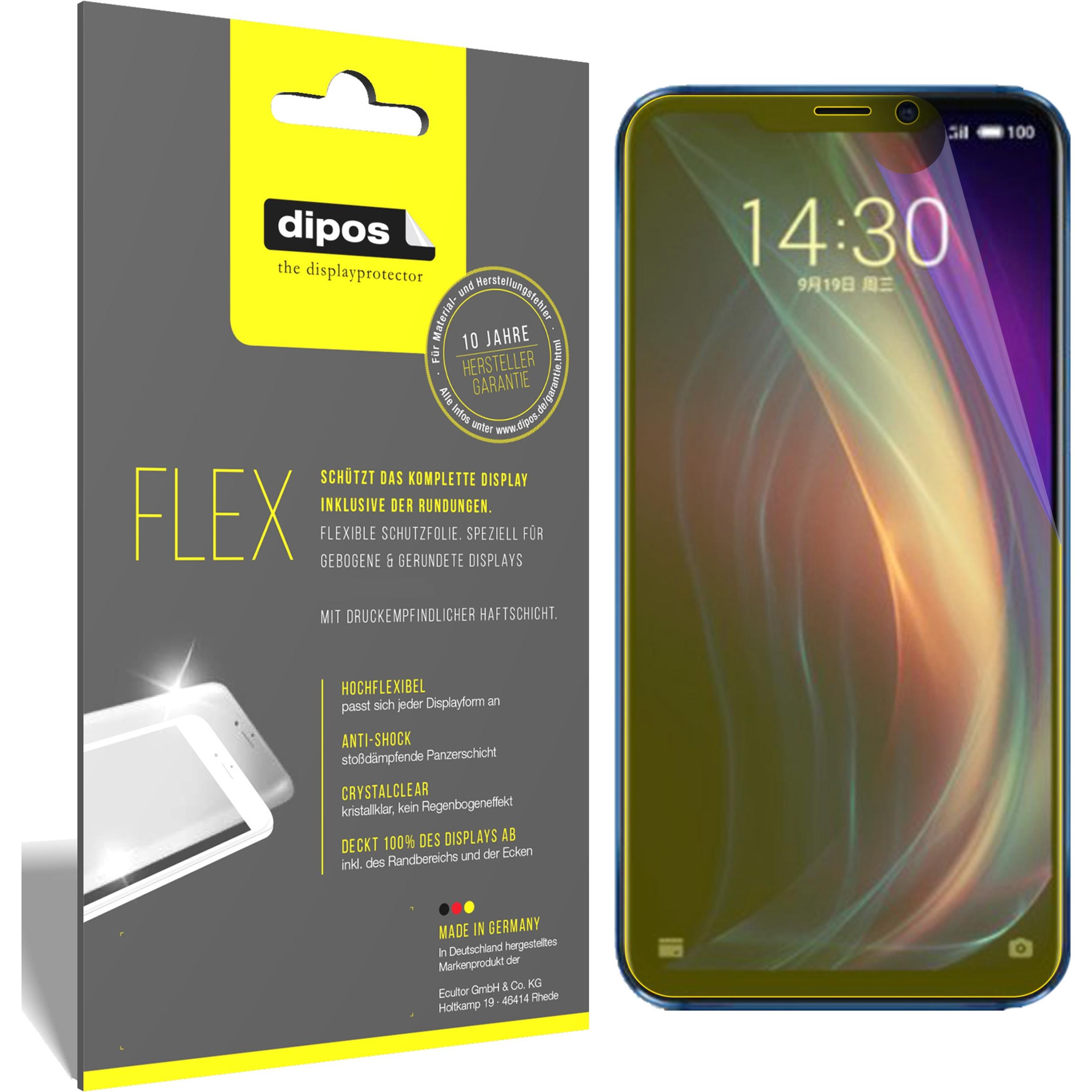 Dipos Displayschutzfolie Full-Cover 3D (2 Stück, Meizu X8), Smartphone Schutzfolie, Transparent