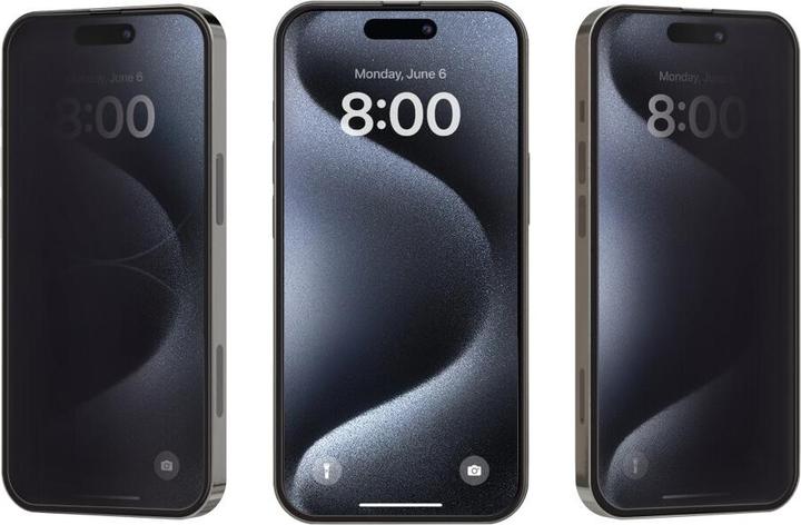 Produktbild prio Panzerfolie Blickschutzglas für iPhone 16 Plus 15 Plus schwarz (1 Stück, Apple iPhone 15 Plus, Apple iPhone 16 Plus)
