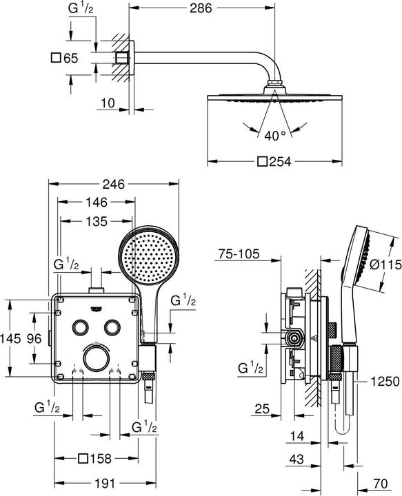 Image du produit Grohe Système de douche encastré Grohtherm SmartControl