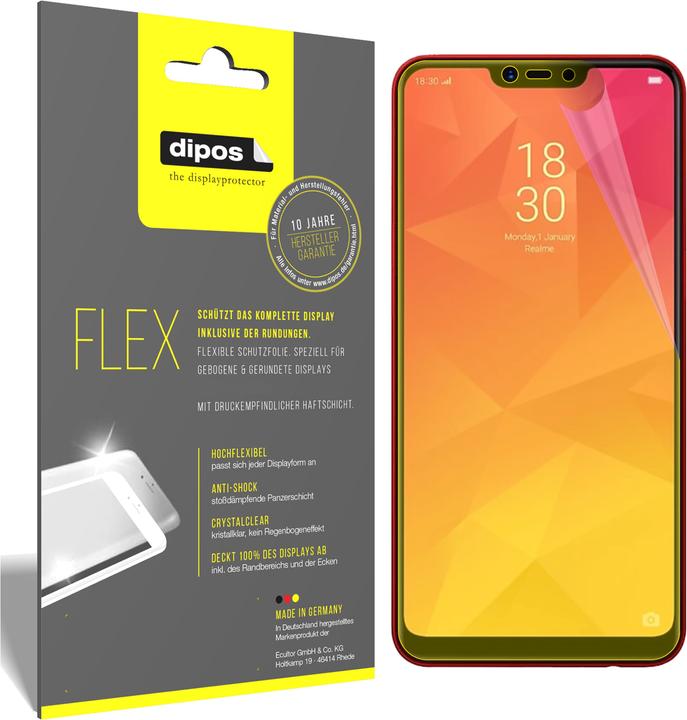 Dipos 3X Pellicola Protettiva Full Cover Per Oppo Realme 7 PRO – Vetro Flessibile Made In Germany, Anti Urti E Trasparente - 4