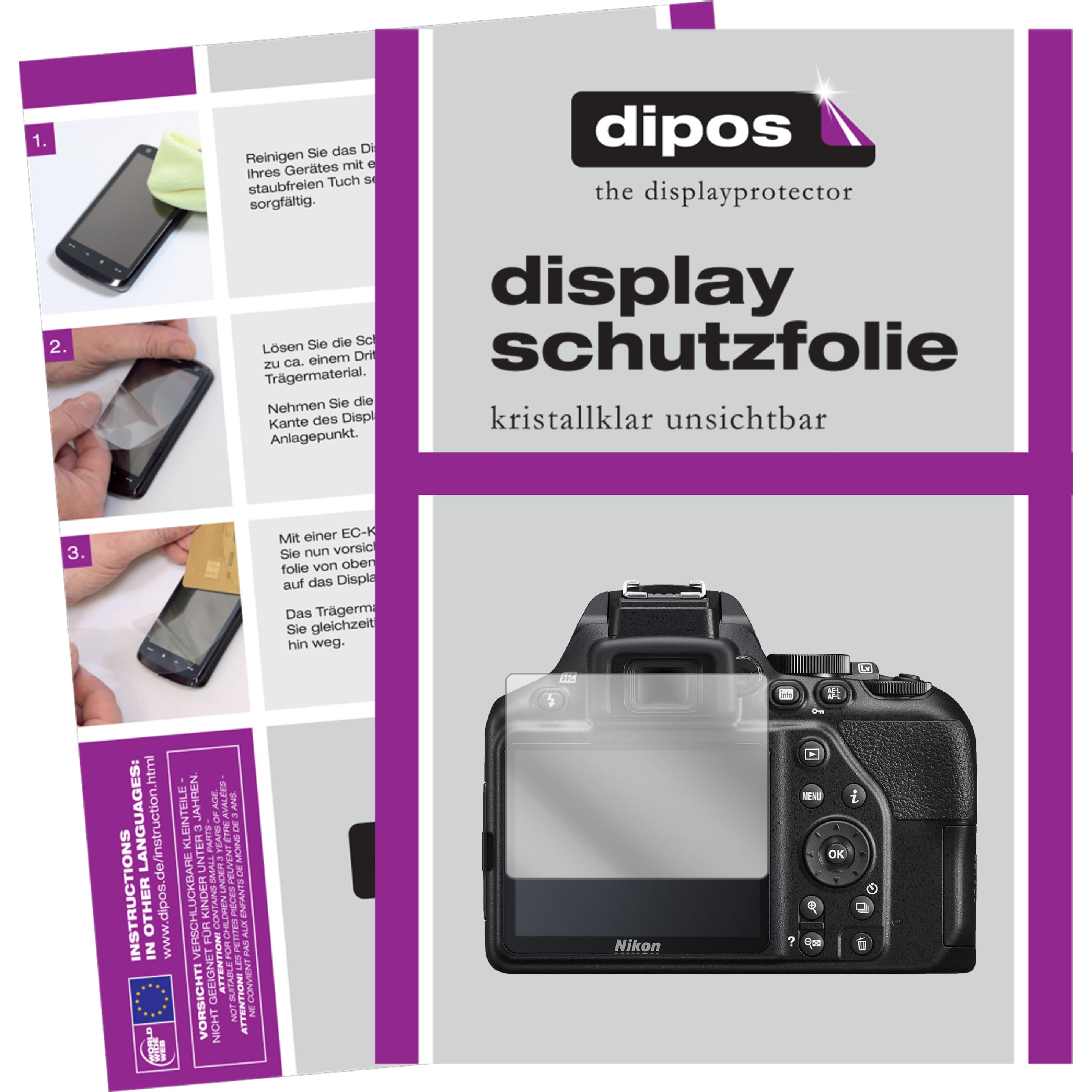 Dipos Displayschutzfolie Crystalclear (Displayschutz, Nikon D3500), Kameraschutz, Transparent