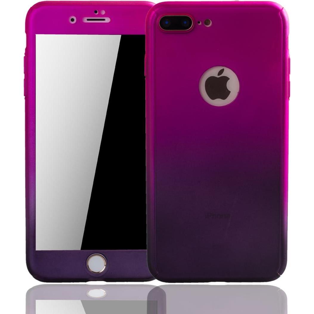 König Design Schutz Handy Hülle für Apple iPhone 7 Plus Full Case Cover Displayschutz Pink (Apple iPhone 7 Plus), Smartp...