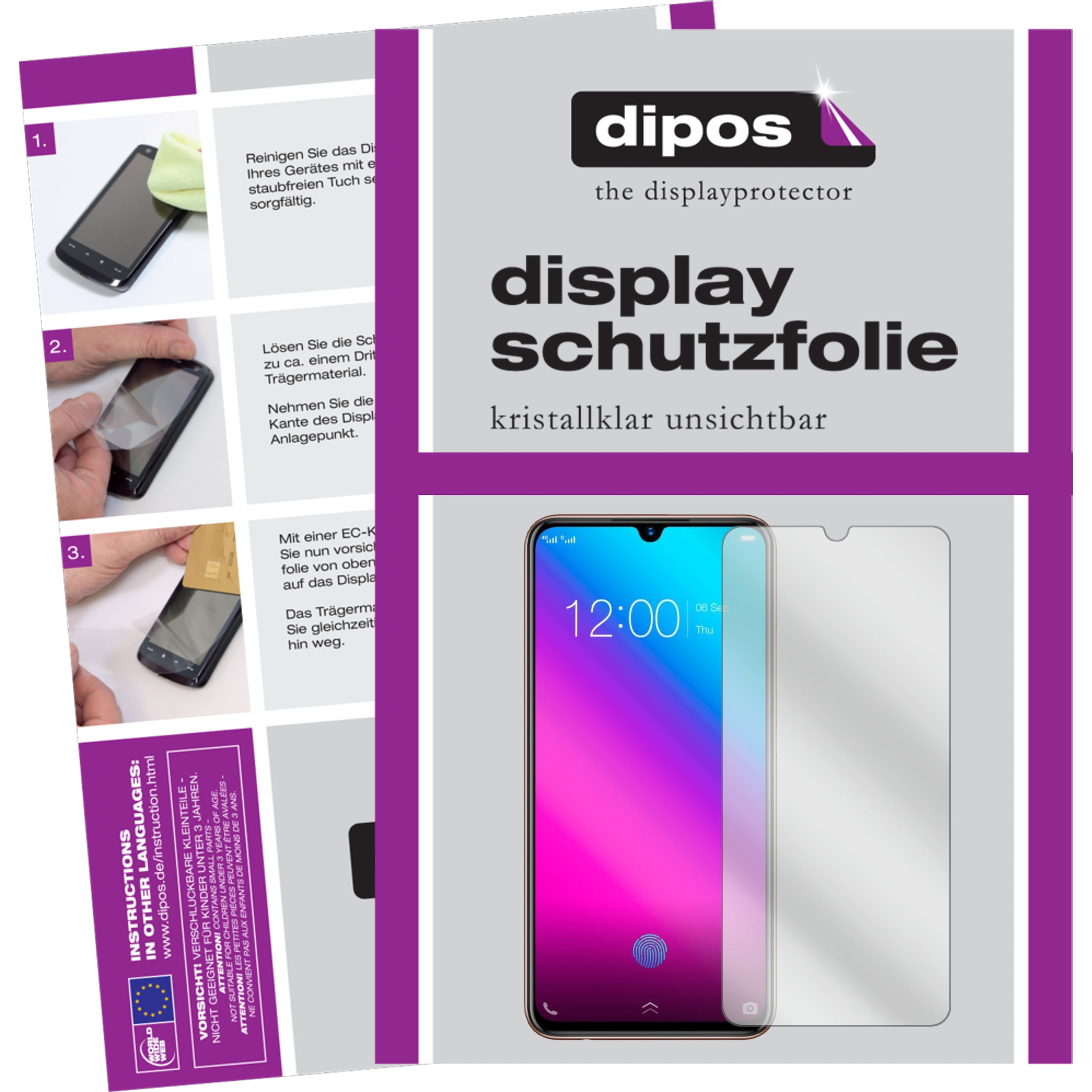 Dipos Displayschutzfolie Crystalclear (6 Stück, Vivo V11 Plus), Smartphone Schutzfolie, Transparent