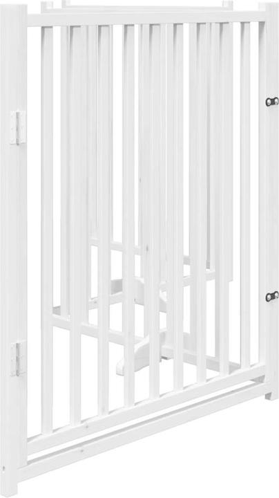 Produktbild vidaXL Hundetor mit Tür Faltbar Hundegitter Schutzgitter Weiss 4-tlg. Massivholz (6 cm)
