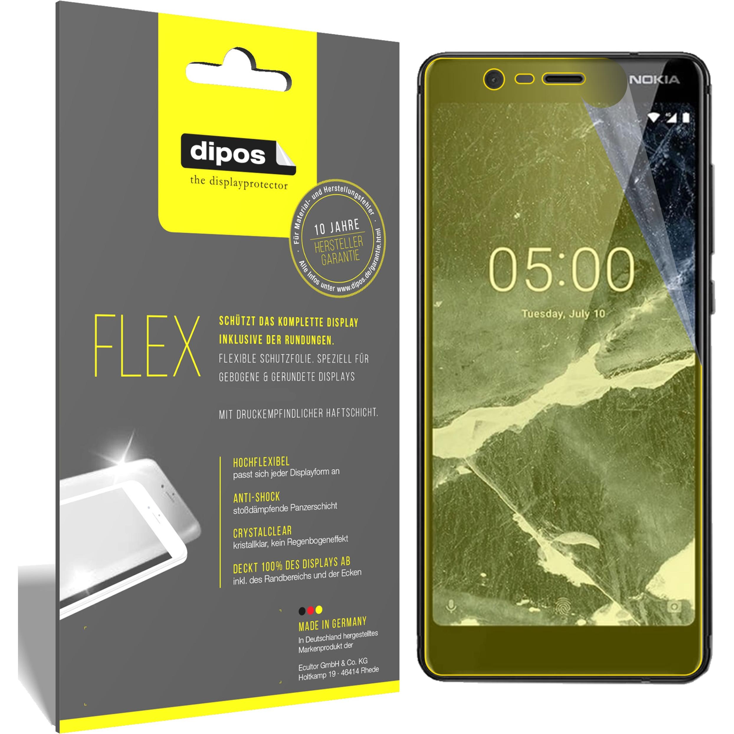 Dipos Displayschutzfolie Full-Cover 3D (2 Stück, Nokia 5.1), Smartphone Schutzfolie, Transparent