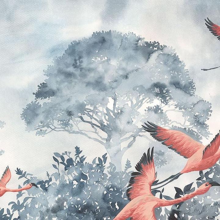 Productafbeelding Komar Vlies muurschildering Inkt INX8-053 Flamingo's in de lucht 8 stuks 400 x 280 cm