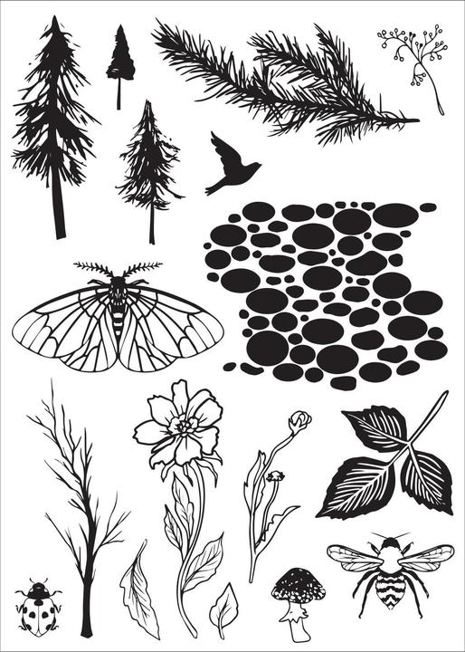 Produktbild Sizzix Studio Stempelset 17er-Pack / 3er-Set Schablonen - „Natur“ von Vic Hollins