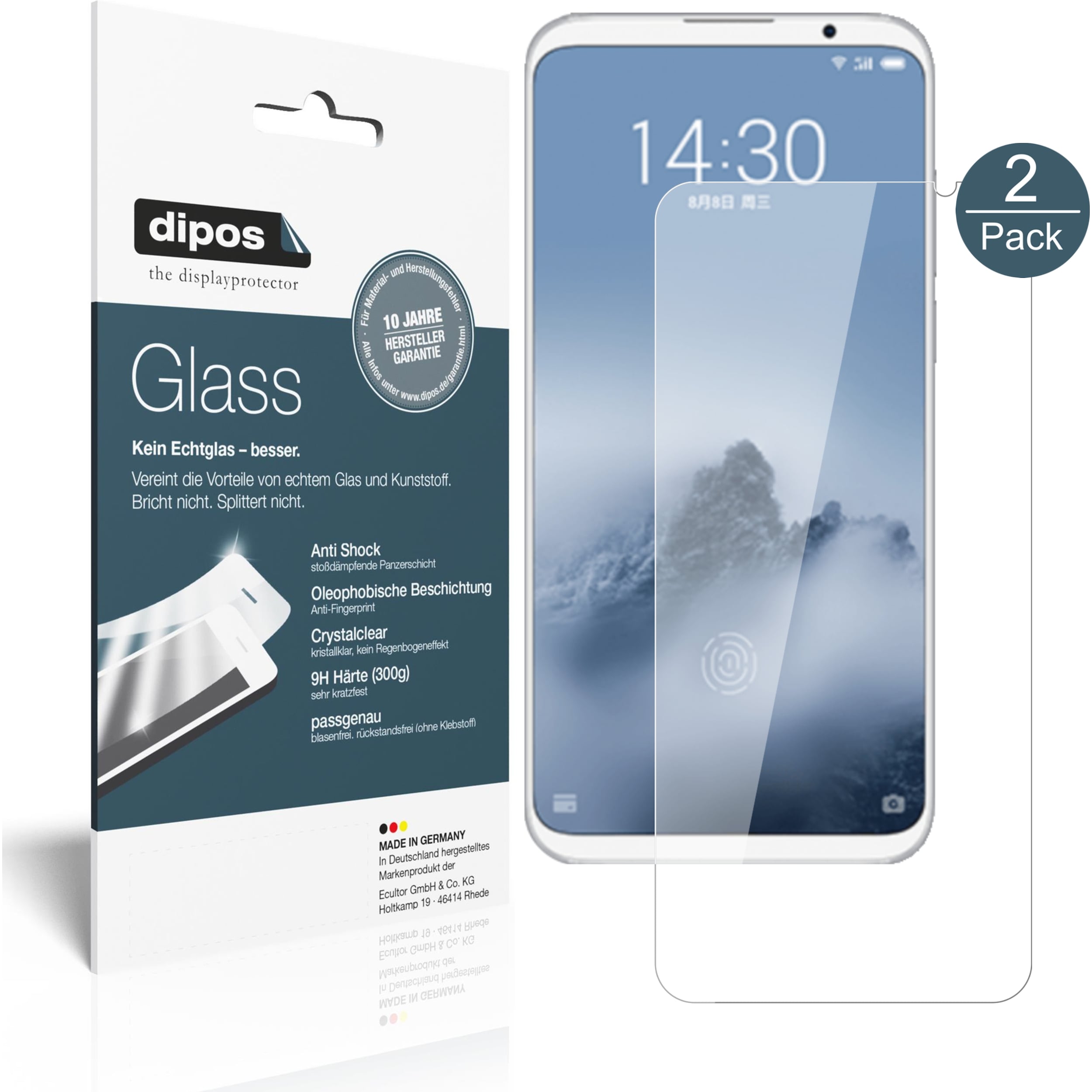 Dipos Displayschutz Anti-Shock (1 Stück, Meizu 16 Plus), Smartphone Schutzfolie, Transparent